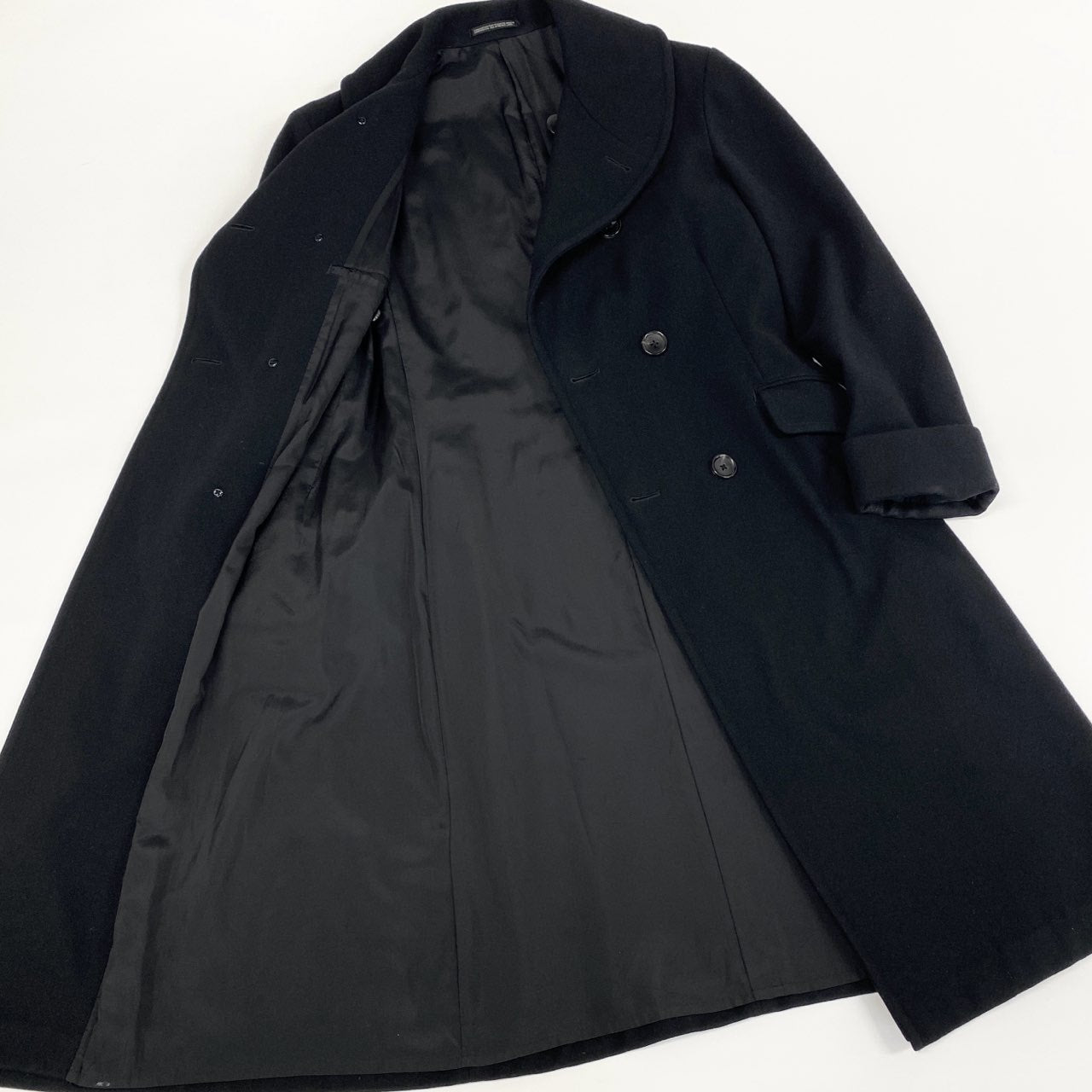75f27 Yohji Ymamoto POUR HOMME ヨウジヤマモト プールオム ダブルブレスト ウールコート 2011AW ランウェイ着用 HC-C06-125 サイズ2 ブラック メンズ 日本製