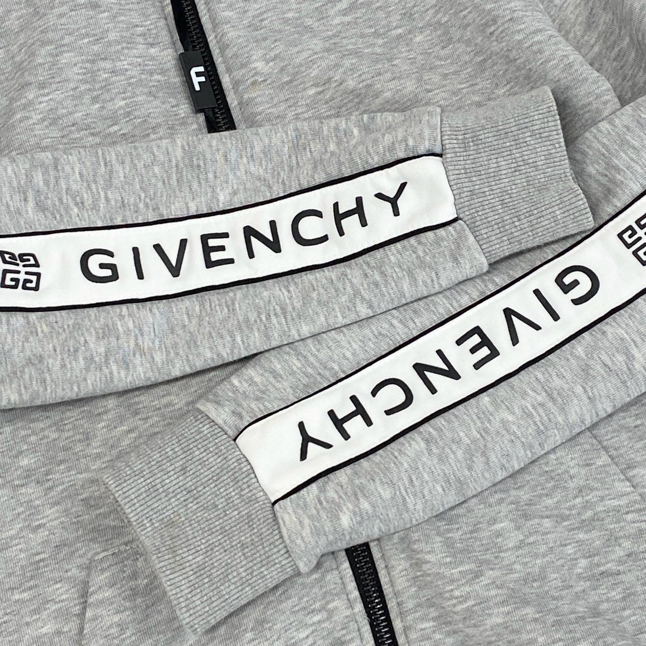 19g28 GIVENCHY ジバンシー サイドラインロゴ ジップアップ フーディ パーカー 12+ グレー コットン キッズ