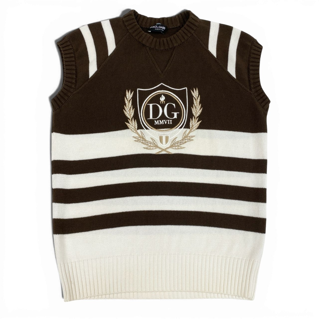 Dolce & Gabbana ベージュ ヘンプニットベスト 2L27 Dolce & Gabbana ドルチェアンドガッバーナ ドルガバ Front Logo