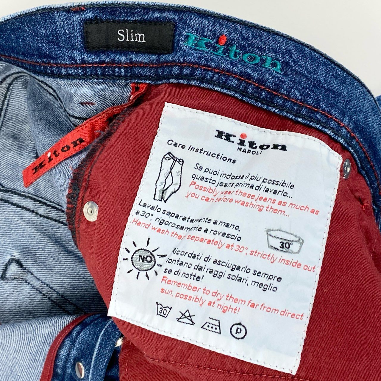 25f14 Kiton NAPOLI キートン キトン デニムパンツ ジーパン 5ポケットパンツ ボトムス サイズ32 インディゴブルー コットンポリウレタン メンズ イタリア製