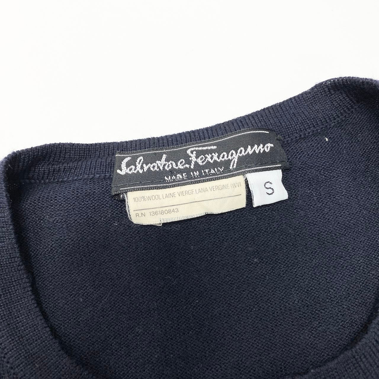Id2 Salvatore Ferragamo サルヴァトーレフェラガモ ガンチーニ ロングスリーブニット ハイゲージニット セーター レディース 女性服 サイズS ネイビー ウール100%u02tu02t