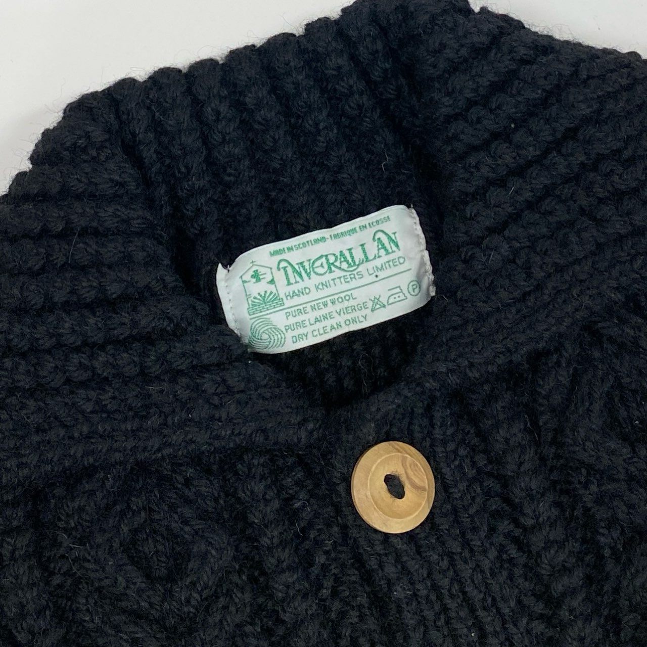 54L5 INVERALLAN インバーアラン スコットランド製 3A ランバーカーディガン ブラック ウール ニットジャケット アメカジt18r