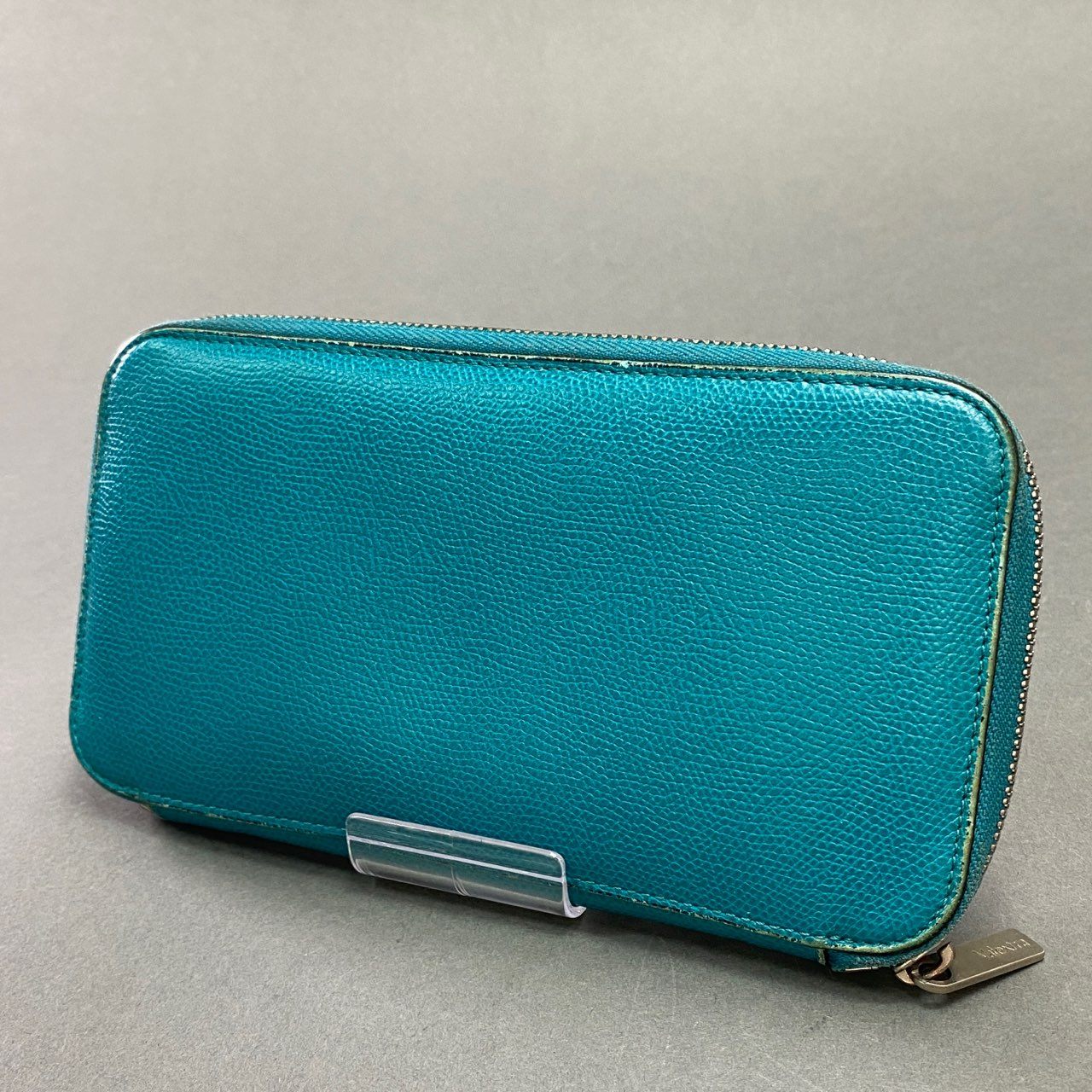 a20 定価¥176,000 Valextra ヴァレクストラ ラウンドジップ 12カード ロングウォレット アクアマリーナ ソフトカーフスキン 長財布 大容量◎