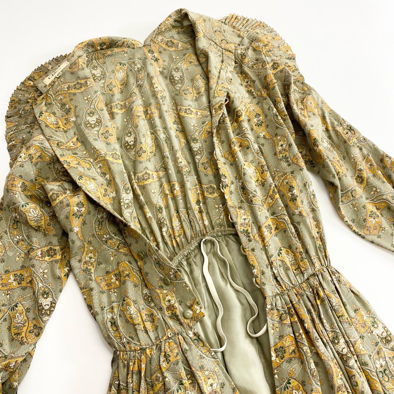 01f16 Chloe ヴィンテージ クロエ フリルデザイン 長袖ワンピース 花柄ワンピース サイズ40 マルチカラー シルク100% レディース アーカイブ