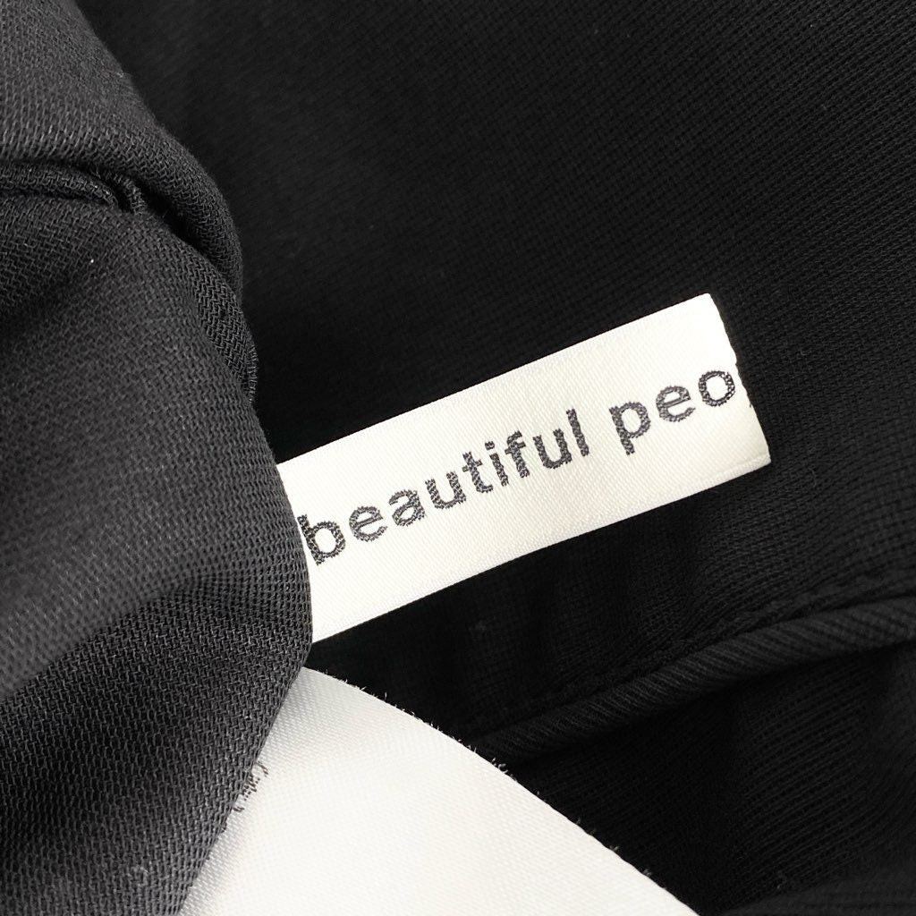 6d7 beautiful people ビューティフルピープル 日本製 1115110006 cotton cavalry cover top Vネックハーフスリーブトップス ブラウス カットソー バックジップ 36 ブラック コットン 春夏