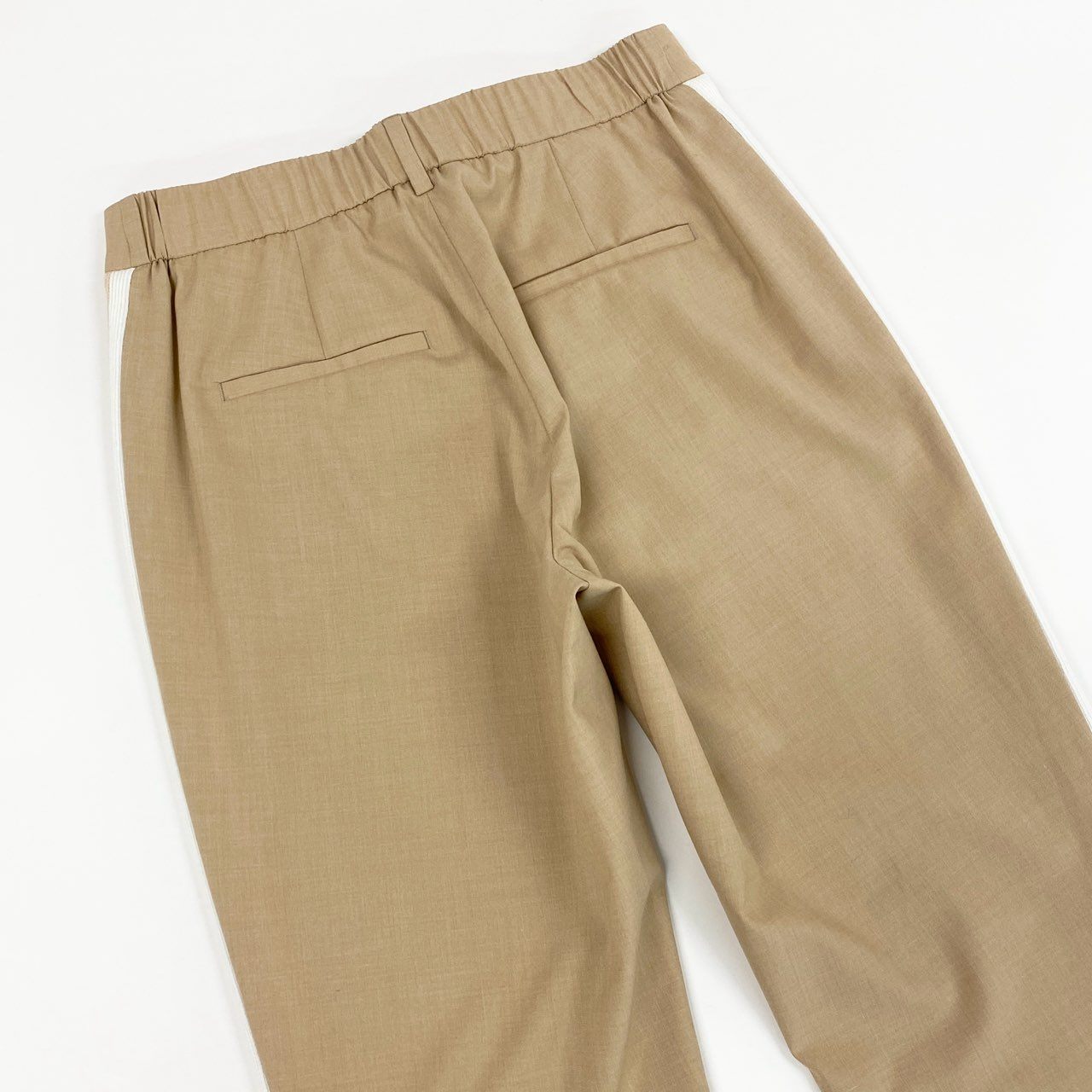 45b27 《美品》 PESERICO ペセリコ ペゼリコ イージーパンツ スラックス サイドライン ドローコード サイズ40 ベージュ レディース イタリア製