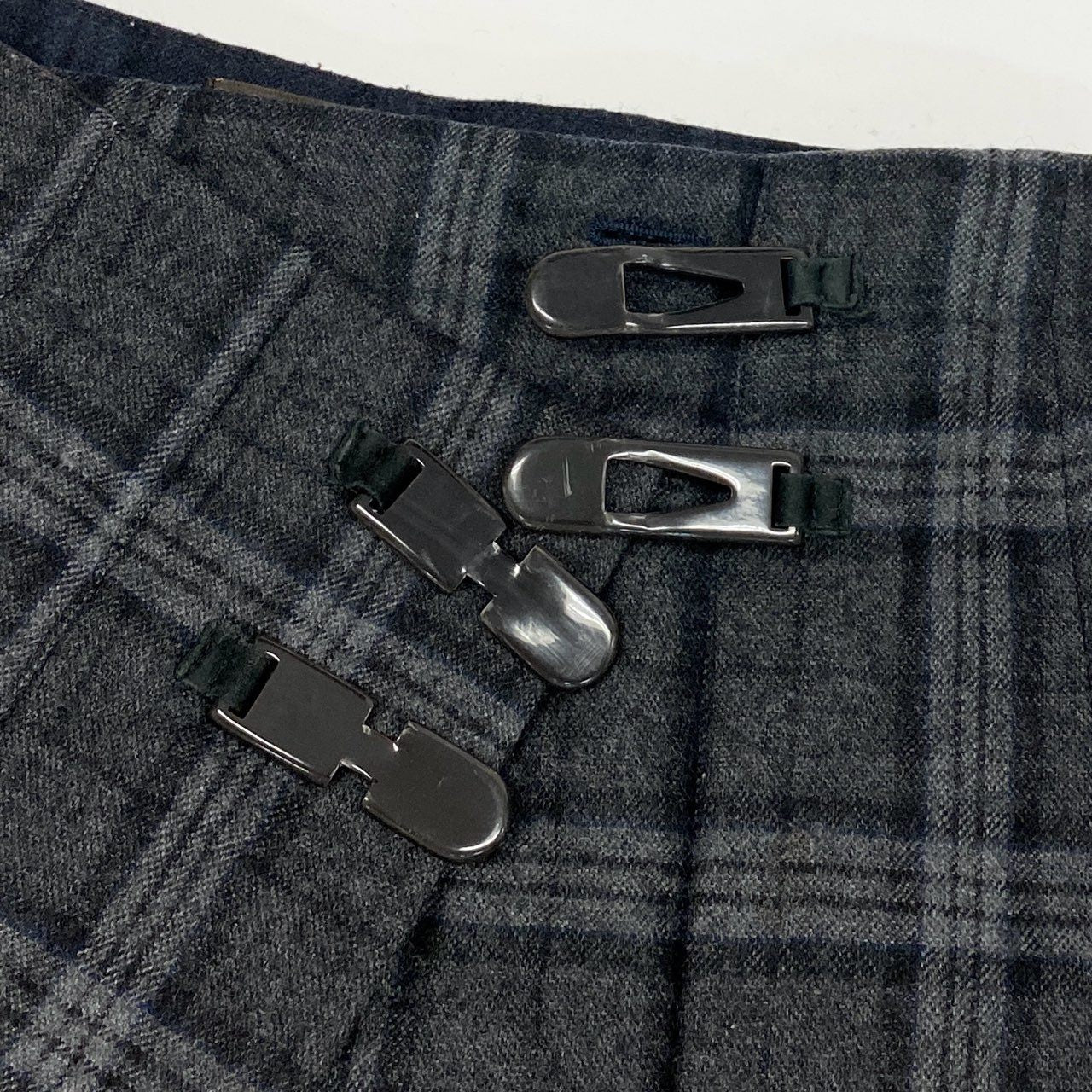 68j15 Loro Piana ロロピアーナ プリーツスカート チェックスカート 巻きスカート ウール×シルク イタリア製 36サイズ グレー系 キッズ レディースu02t