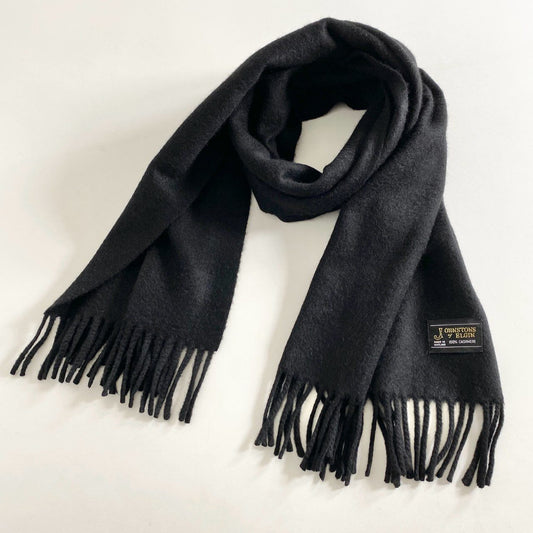 i13② Johnstons of Elgin ジョンストンズ オブ エレガン カシミヤ 100% マフラー ブラック CASHMERE スコットランド製 スヌード ストール