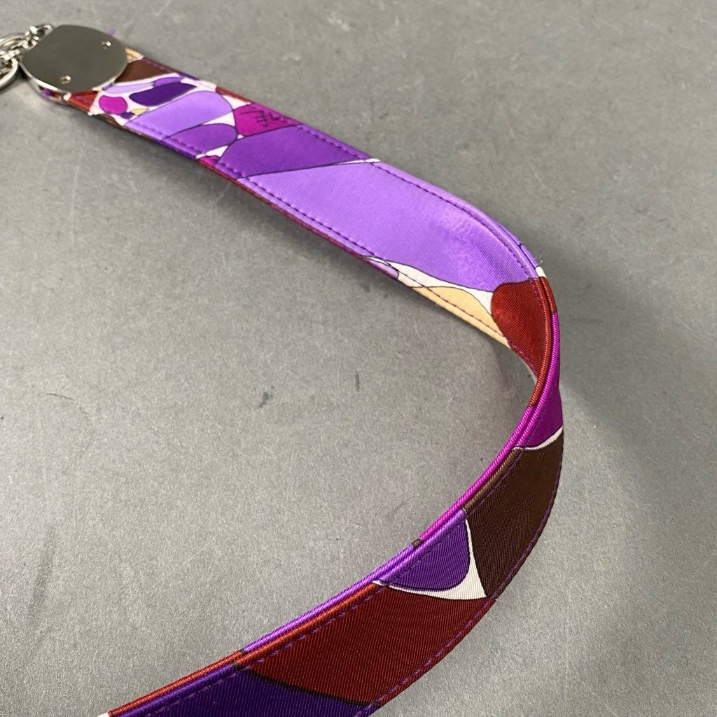 78f8 《美品》 Emilio Pucci エミリオプッチ ワンショルダーバッグ パープル プリント パーティ セレモニー チェーン カバン