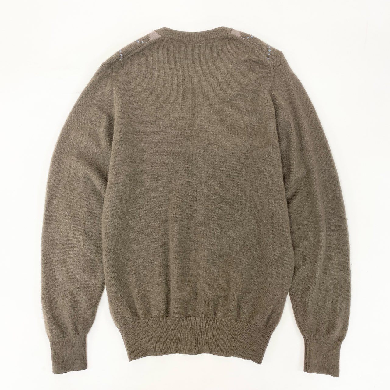 71i26 《美品》Ballantyne バランタイン Vネックカシミヤニット セーター アーガイル カシミア 46サイズ マルチカラー メンズk02i