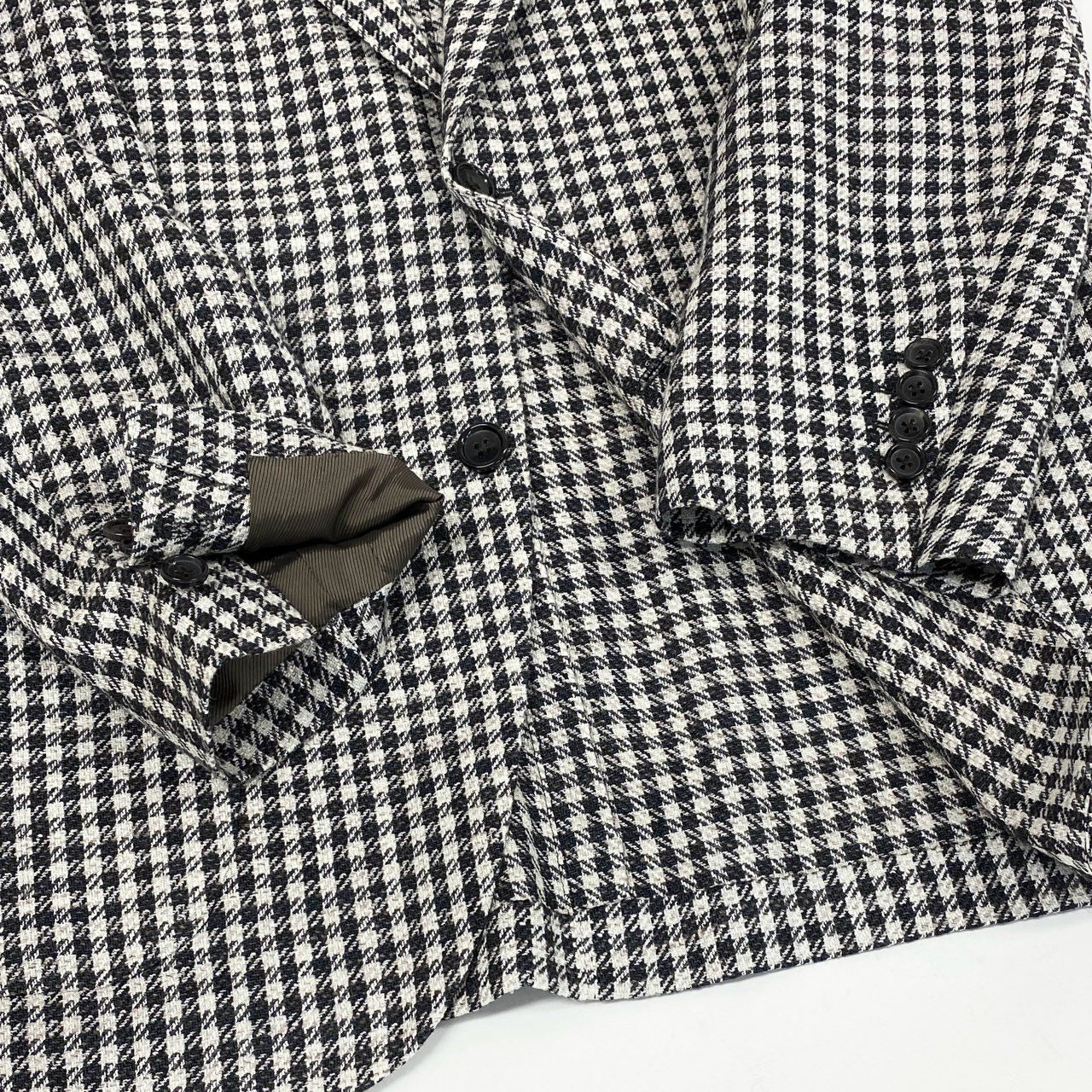 45h26 Brilla per il gusto ブリッラ BEAMS F別注 FERLA ミックスファブリック ハウンドトゥース ジャケット テーラードジャケット ブレザー 大きいサイズ 24-16-0106-015 52 XLサイズ相当 ホワイト ブラック メンズo07t