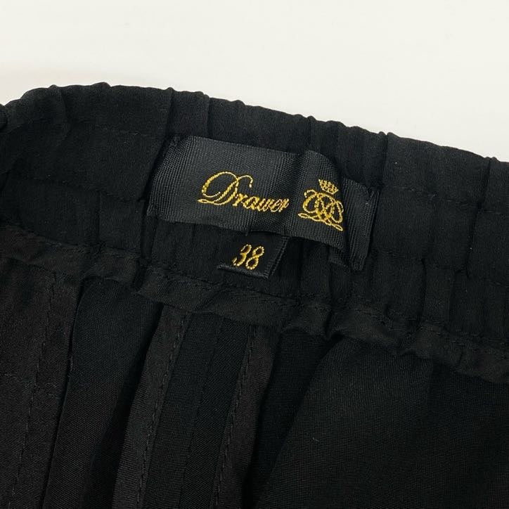 80g23 Drawer ドゥロワー シルクドロストパンツ スラックスパンツ イージーパンツ テーパードパンツ レディース 女性用 6514-299-0974 38 ブラック