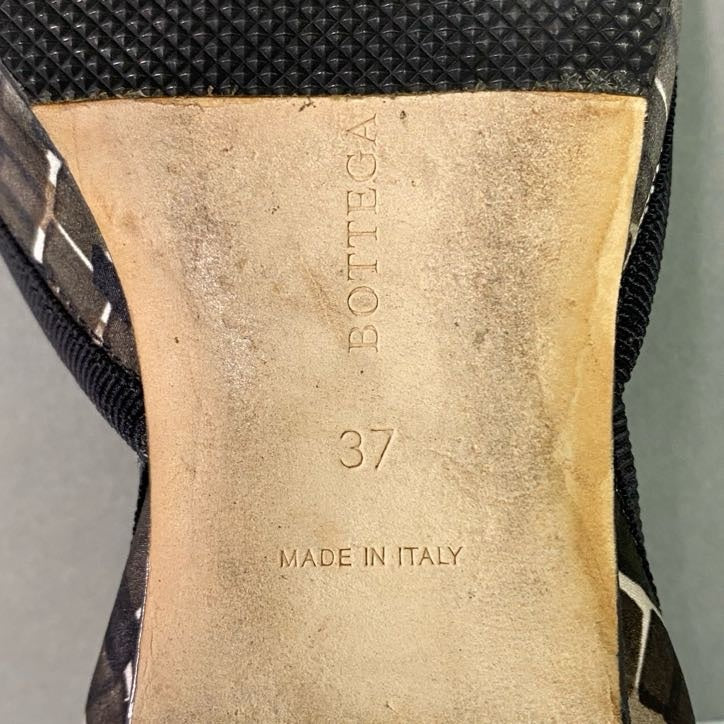 1l22 BOTTEGA VENETA ボッテガ ヴェネタ サイドオープン リボン フラットシューズ 37 ブラック イタリア製 パンプス 靴