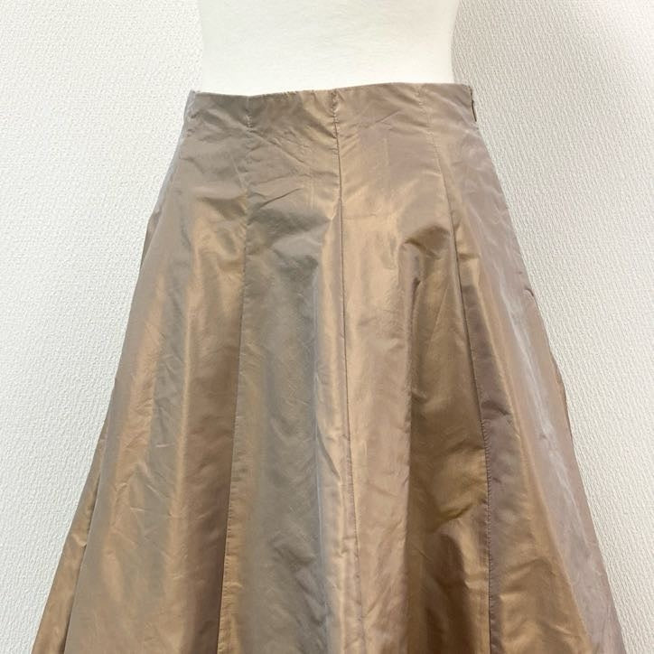 50f2 【美品】 Drawer ドゥロワー シルクタフタ ロングスカート フレアスカート 6524-299-1741 サイズ36 光沢ブラウン シルク100% ユナイテッドアローズ