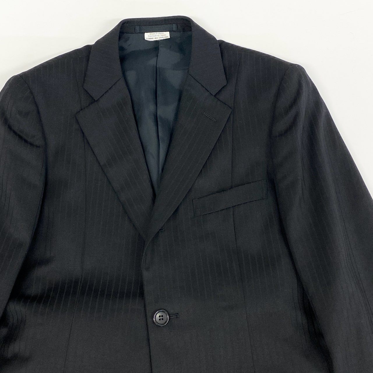 17h20 COMME de GARCONS HOMME DEUX コムデギャルソン オムドゥ シングルスーツ セットアップ デザインジャケット DK-J030/DK-P032 サイズXS ブラック ストライプ ウール メンズk02i