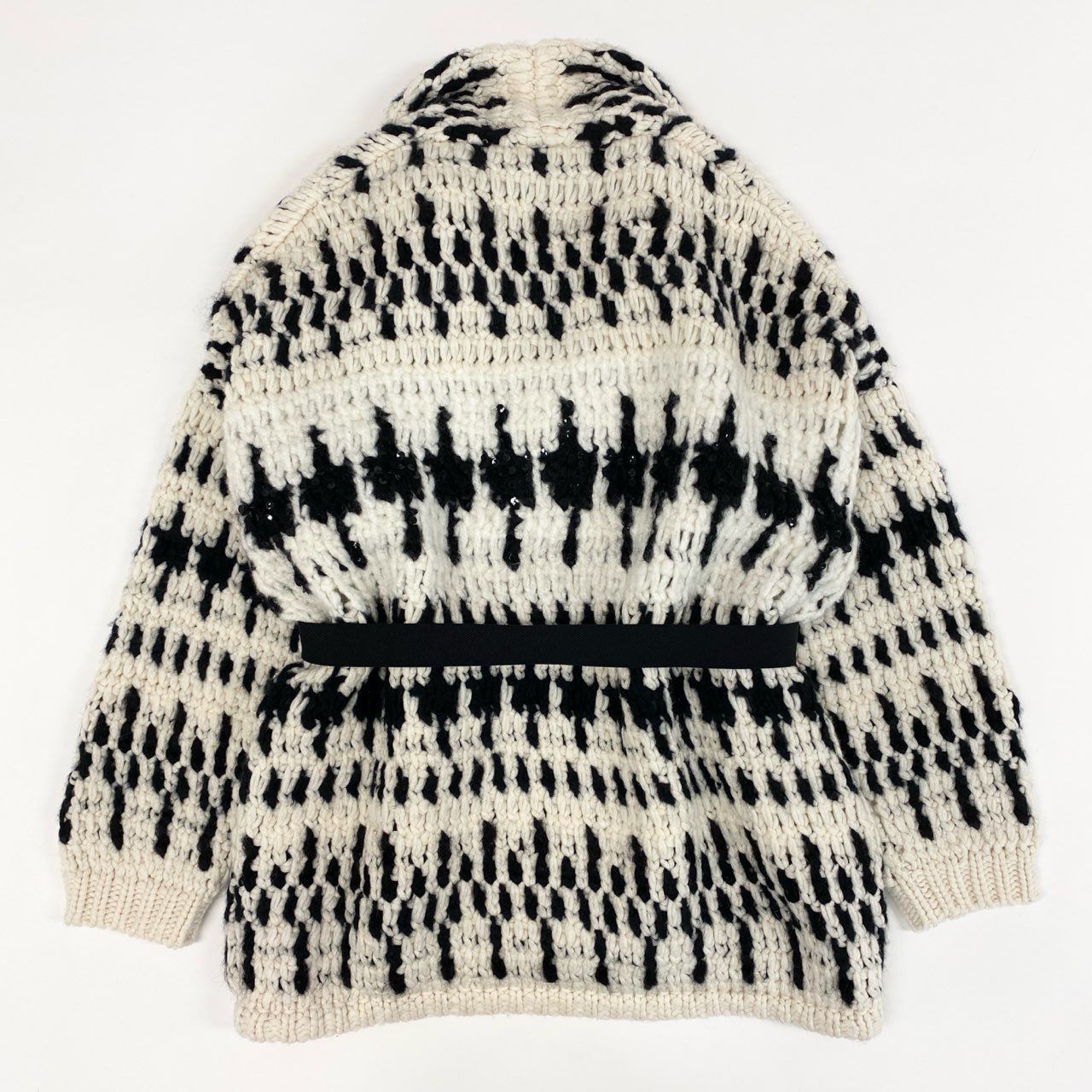48c14 定価¥1,165,945 BRUNELLO CUCINELLI ブルネロクチネリ カシミヤ92% ジャガードニット カーディガン XS オフホワイト スパンコール付 イタリア製 ブラッシュド加工