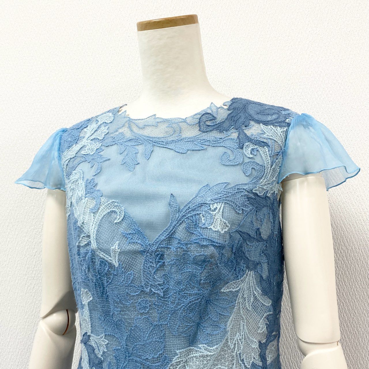 79g24 《未使用》定価¥113.300 TADASHI SHOJI タダシショージ Ines Dress レースドレスワンピース 2 ブルー パーティ 結婚式_