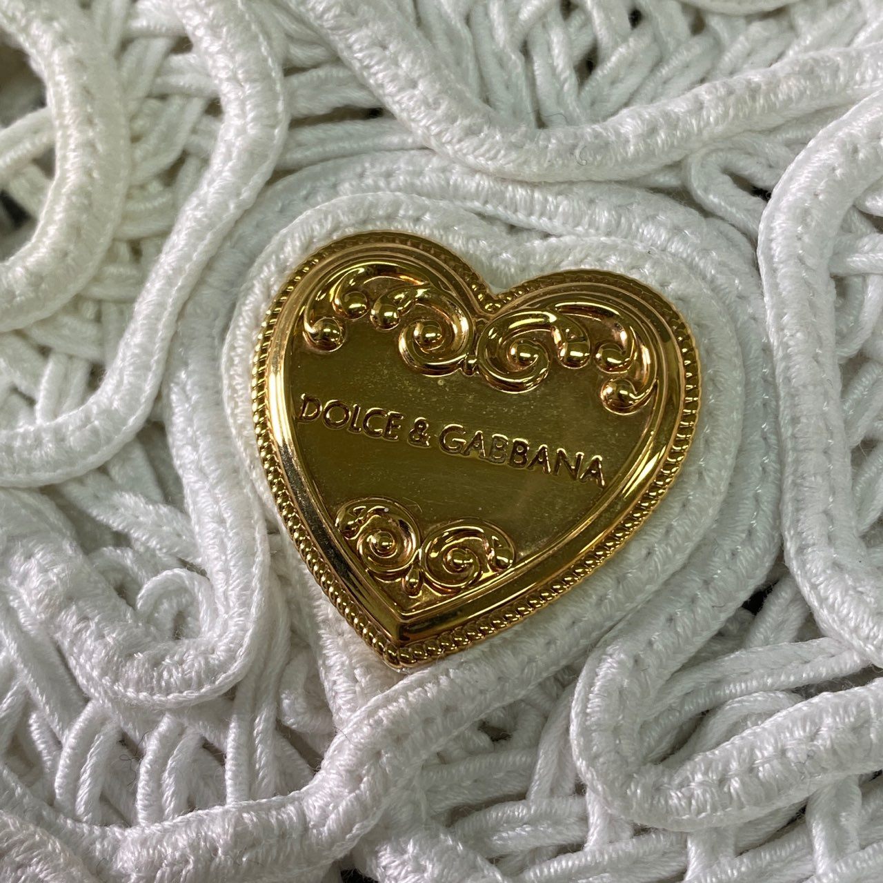 Aa8 DOLCE&GABBANA ドルチェアンドガッバーナ Beatrice ベアトリーチェ コードレスエンブロイダリー 刺繍 トートバッグ ハートモチーフ ホワイト