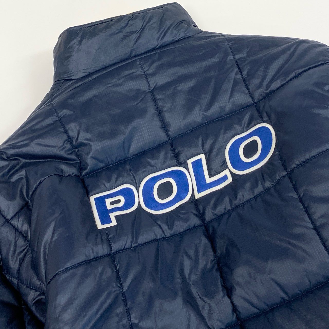 3a27 POLO RALPH LAUREN ポロラルフローレン 90’s リバーシブル ハーフジップ 中綿ジャケット L イエロー ネイビー アノラック Vintage ヴィンテージ 冬