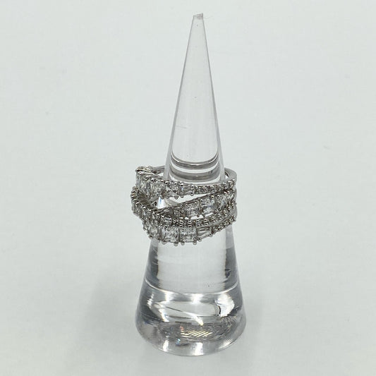h21《美品》 Swarovski スワロフスキー Twist Wrap Ring ツイストラップリング 13号 シルバー ラインストーン 指輪 アクセサリーt18r