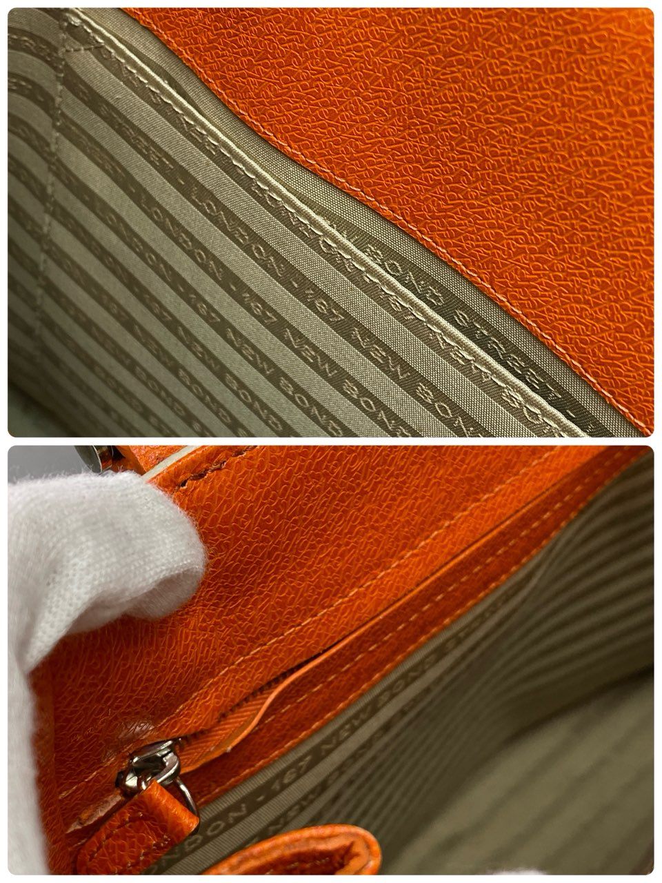 Ac6 ASPREY アスプレイ レザートートバッグ オレンジ Leather ワンショルダー カバン 高級 サイドジップ 保存袋付き