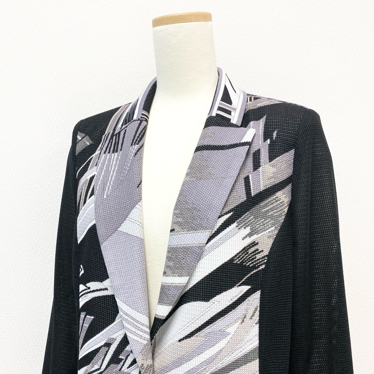 56j20 《極美品》 LEONARD レオナール 近年 メッシュ カンカン素材 ロングジャケット 薄手コート 羽織り 0331310 サイズ40 ブラック パープル レディースk02i