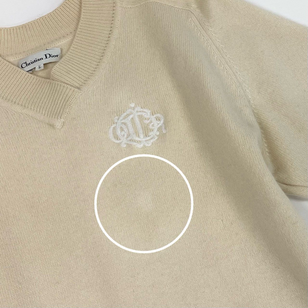 42a23 Christian Dior クリスチャンディオール エンブレムロゴ ニット セーター トップス L クリーム レディースu02t