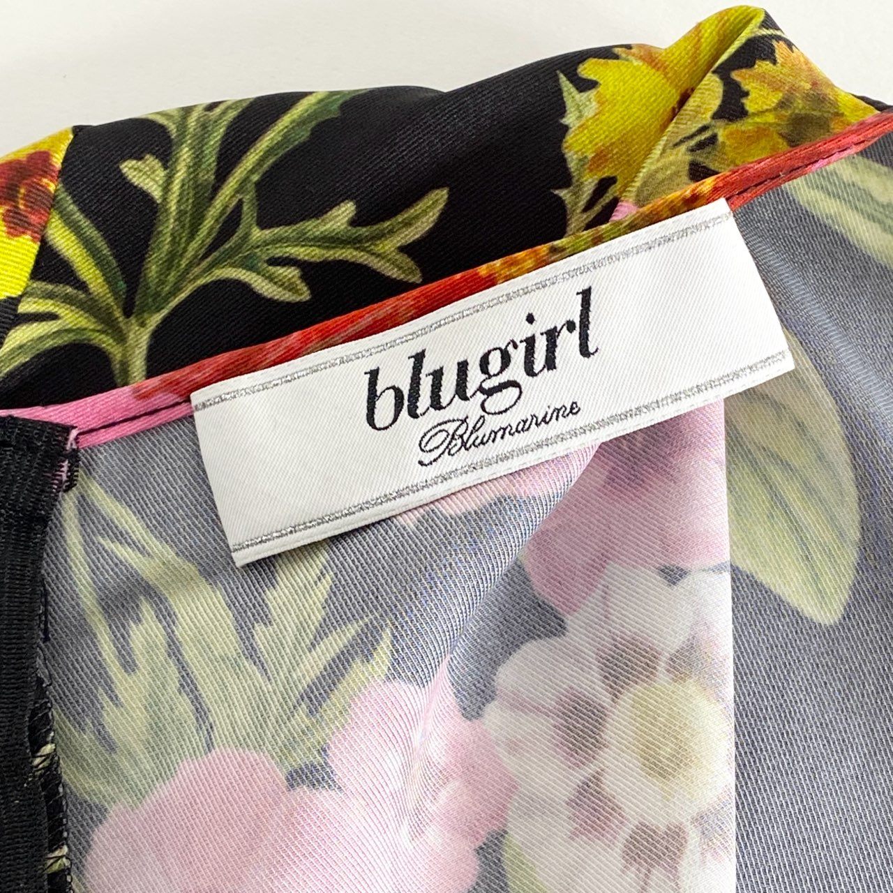 50h10 blugirl ブルーガール ブルマリン 花柄ワンピース 膝丈ワンピース レース切替 サイズ38 マルチカラー ポリエステル100% レディース