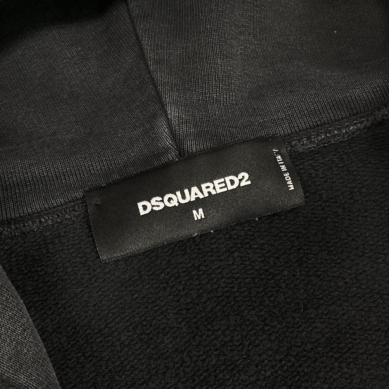 12b19 DSQUARED2 ディースクエアード ウィンテージウォッシュ フルジップパーカー コットンパーカー イタリア製 ダブルジップ◎ M ブラック メンズ
