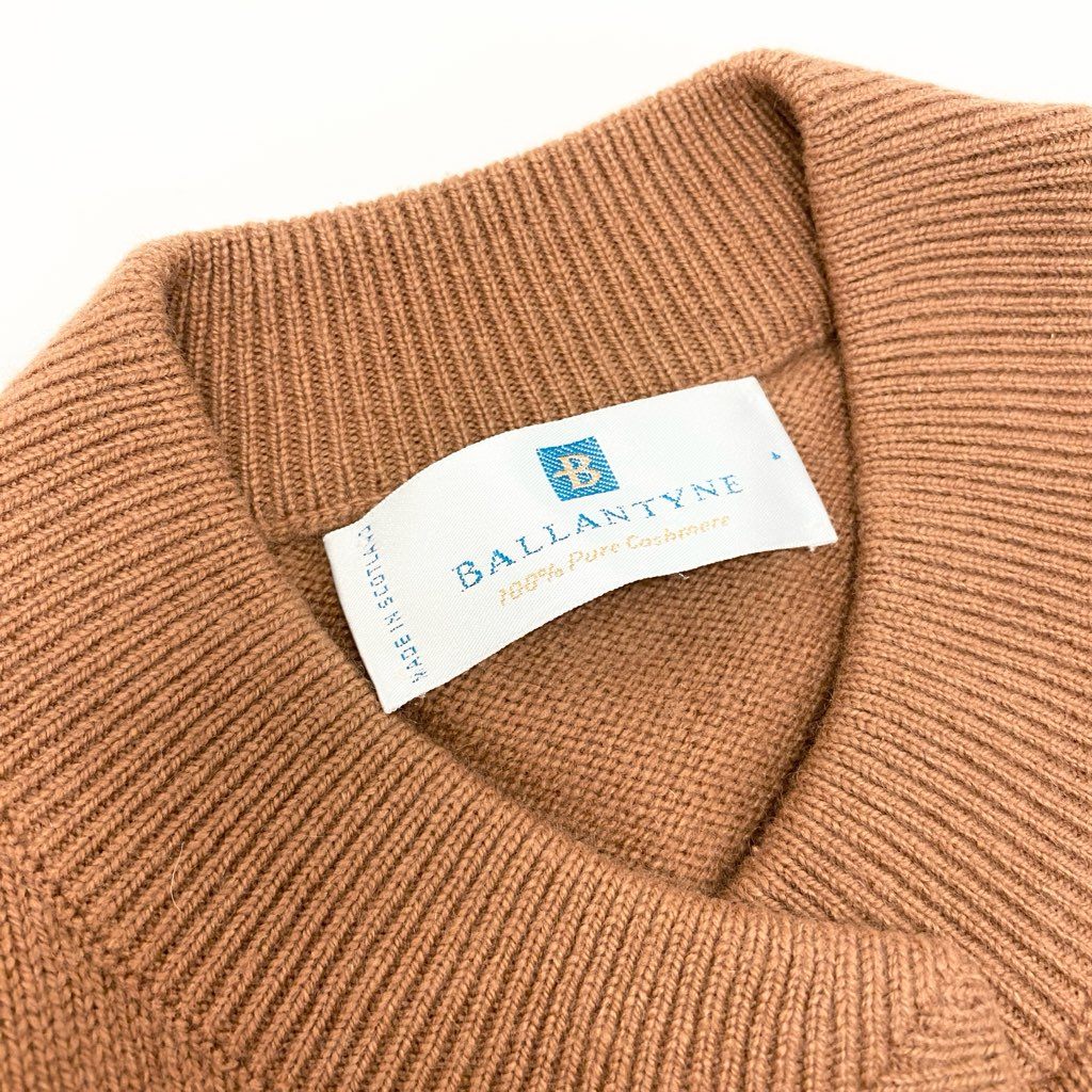 43l25《美品》 BALLANTYNE バランタイン ピュアカシミヤ 100% 金ボタン カーディガン サイズ4 茶系 PURE CASHMERE スコットランド製t18r