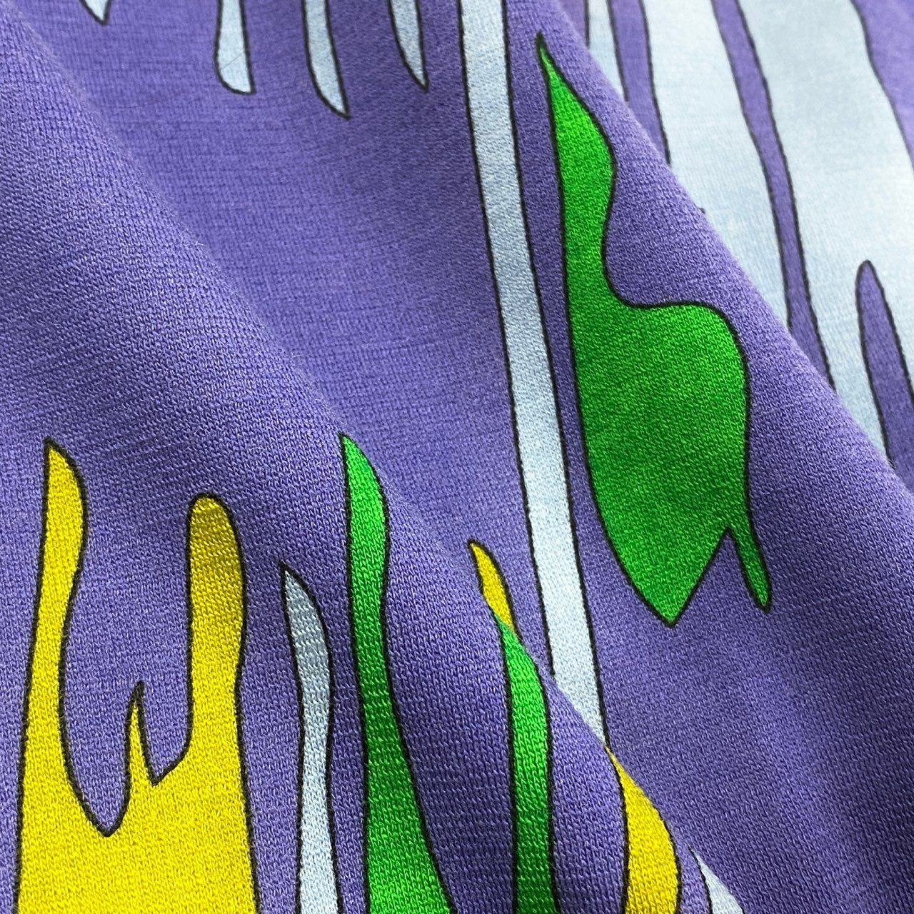 69g8 EMILIO PUCCI エミリオプッチ プッチ柄 ボトルネック 長袖ワンピース ドレス ロングスリーブ ウエストマーク イタリア製 38 ブルー レディース
