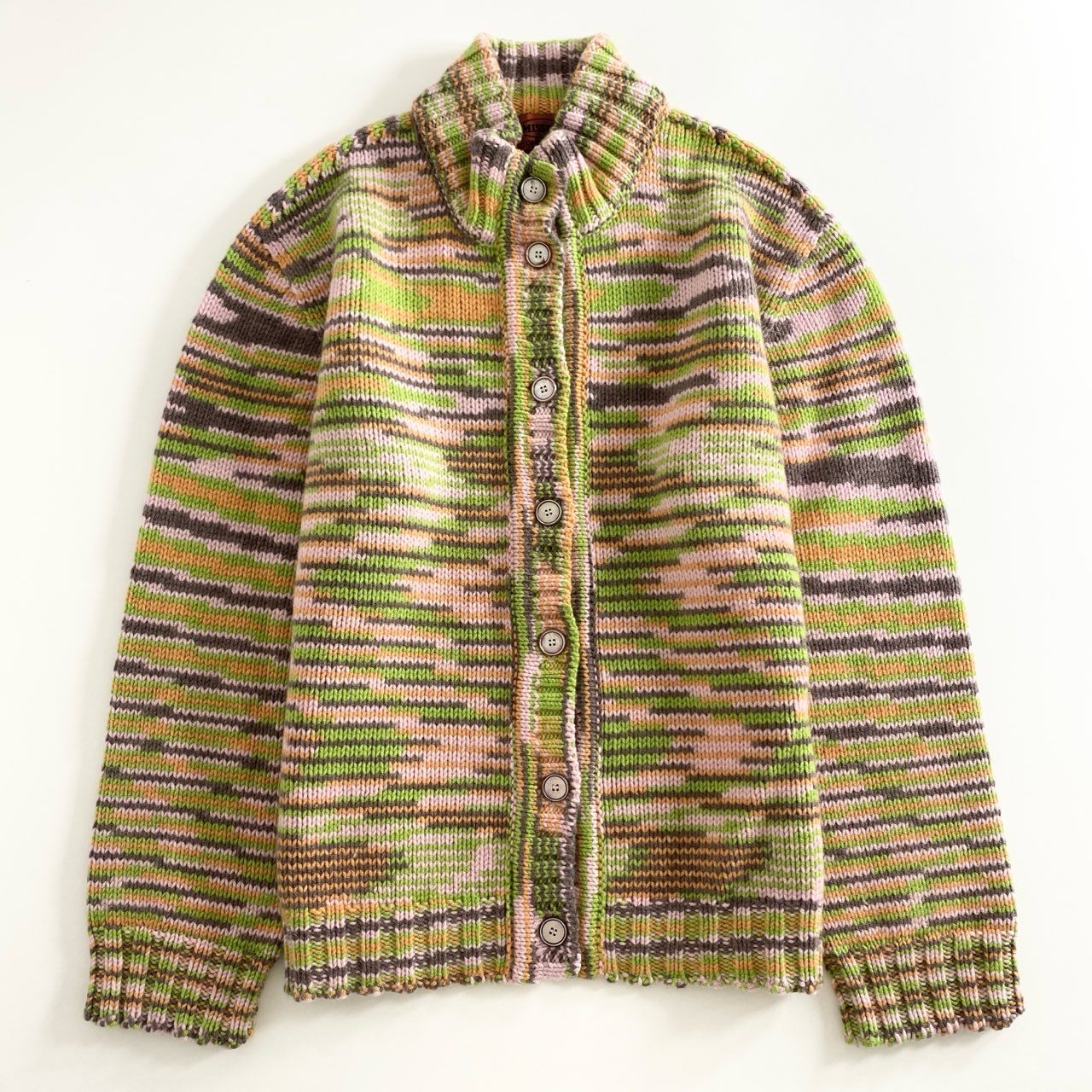 37d22 【美品】 伊製 MISSONI ミッソーニ カシミヤ100%ニット ジャガードニット カシミヤカーディガン 46 マルチカラー レディース 婦人服