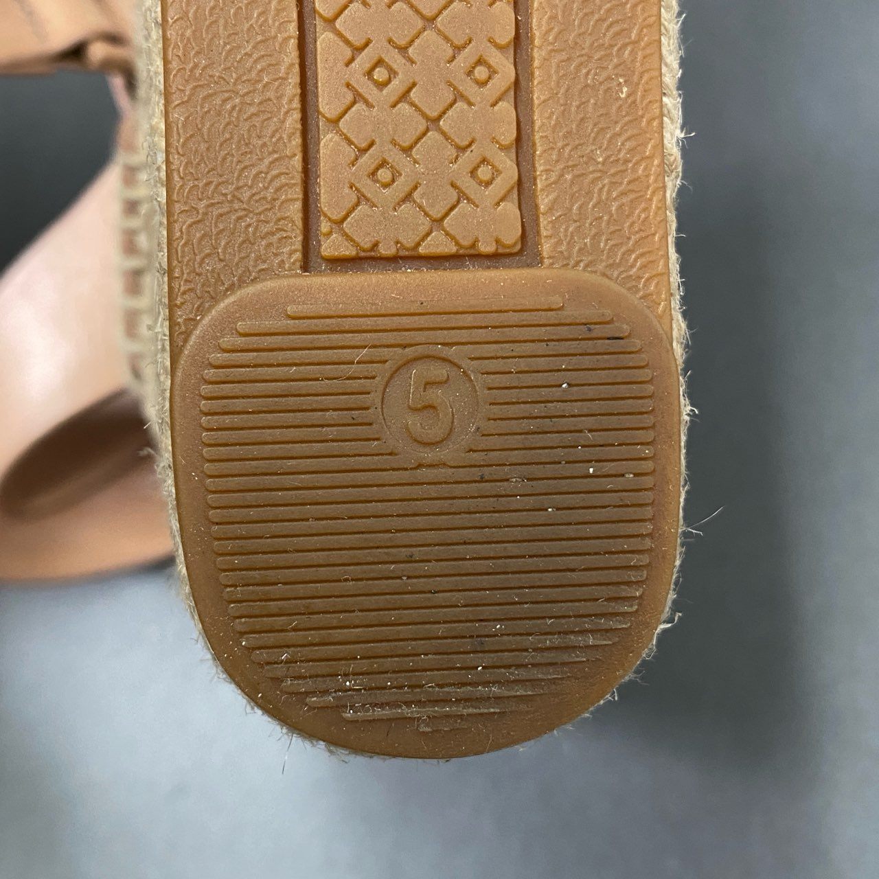 5d16 《美品》 定価¥46,200 TORY BURCH トリーバーチ BIMA2 エスパドリーユ ウェッジソール サンダル 5 ピンク ベージュ レザー シューズ 箱有