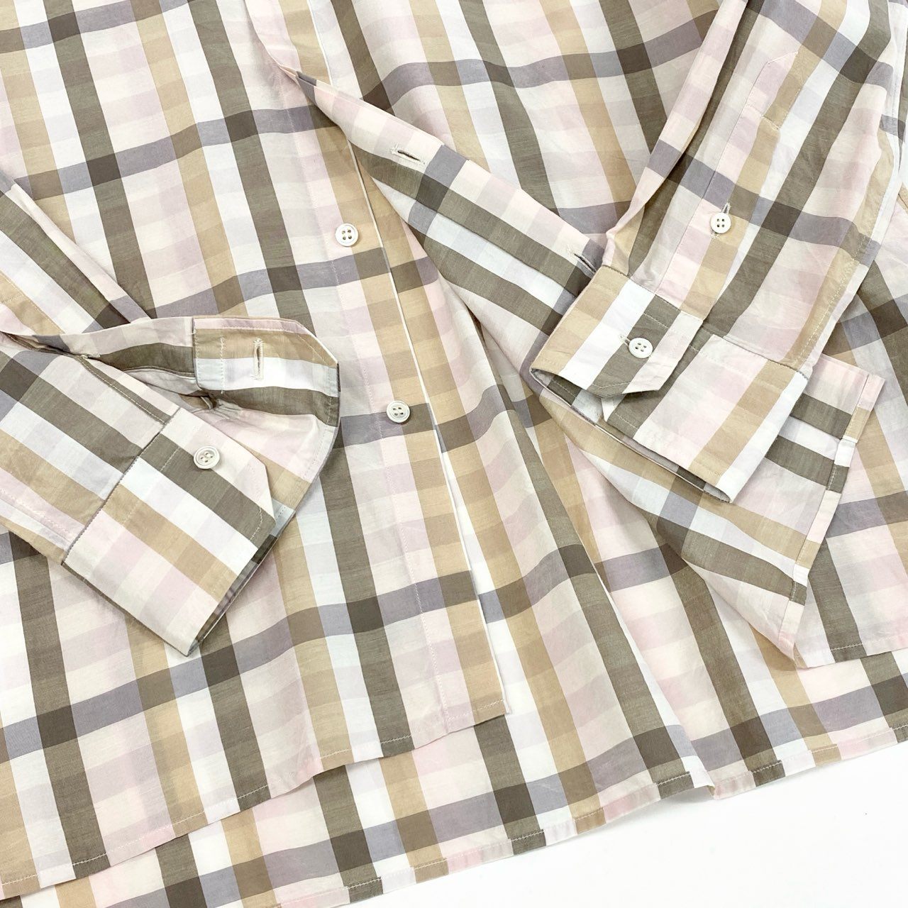 52d10 《美品》 Drawer ドゥロワー スタンドカラーシャツ チェックシャツ 長袖ブラウス トップス サイズ36 マルチカラー コットンシルク レディース ユナイテッドアローズ