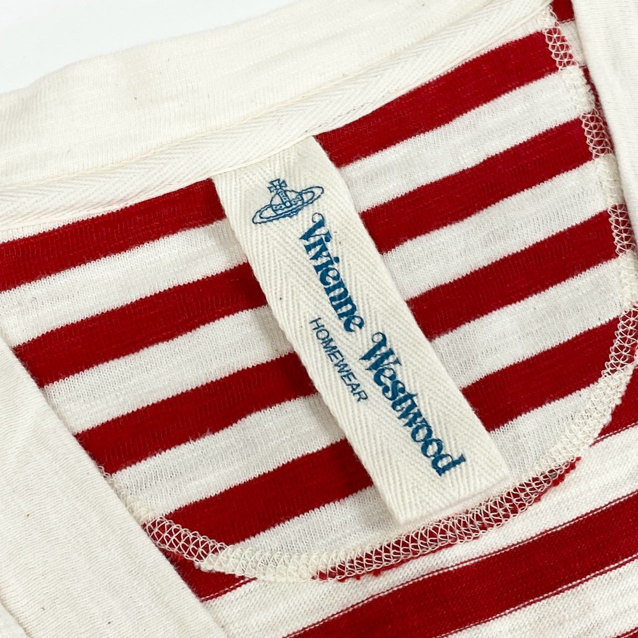 27F24 Vivienne Westwood ヴィヴィアンウエストウッド 長袖カーディガン ニット ボーダー コットンニット オーブ ワッペン メンズ 男性用 12161JO2 L レッド×ホワイト 綿100%