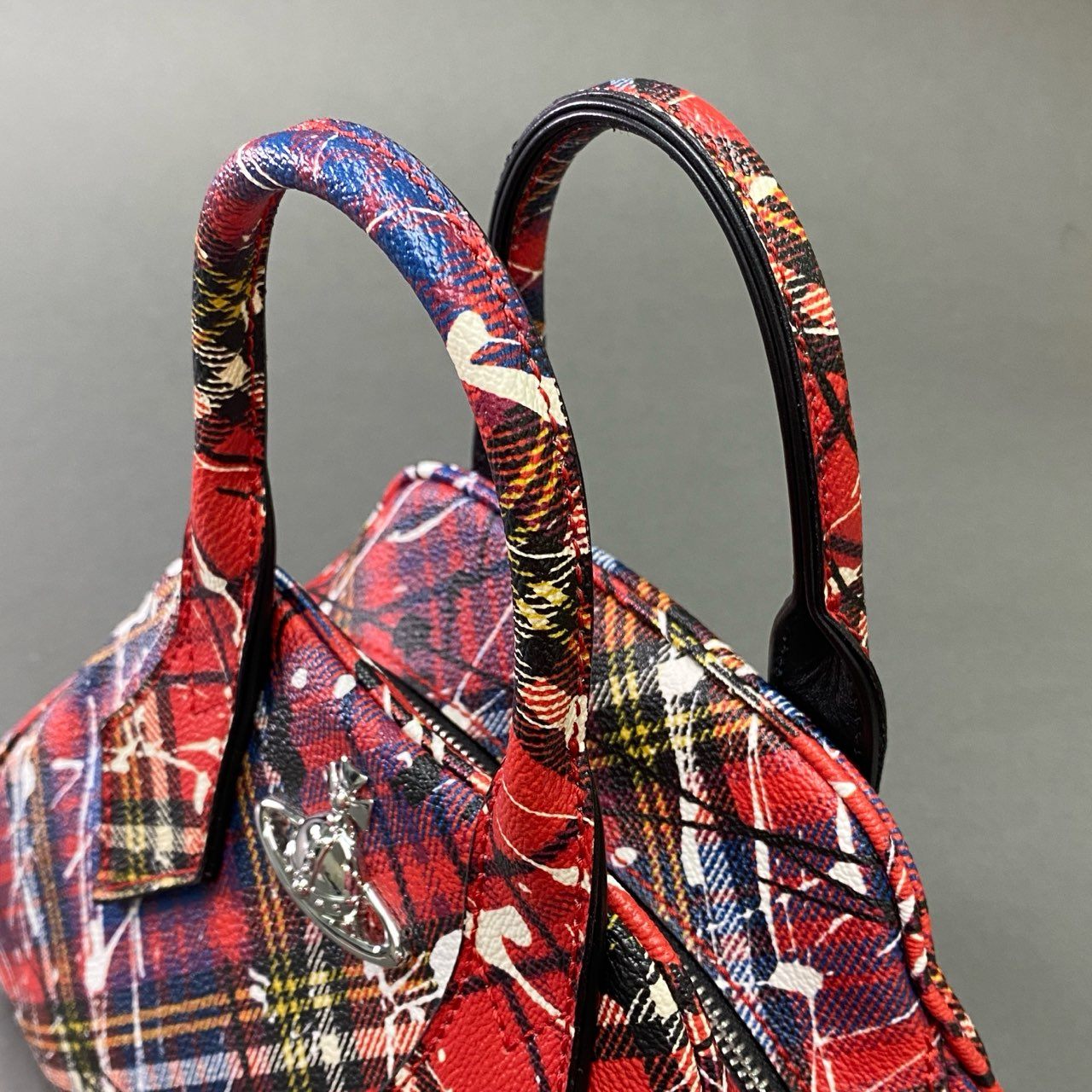 Db17 《美品》 Vivienne Westwood ヴィヴィアン ウエストウッド YASMINE ヤスミンバッグ レッド ORB オーブ ペイントチェック イタリア製 保存袋付き