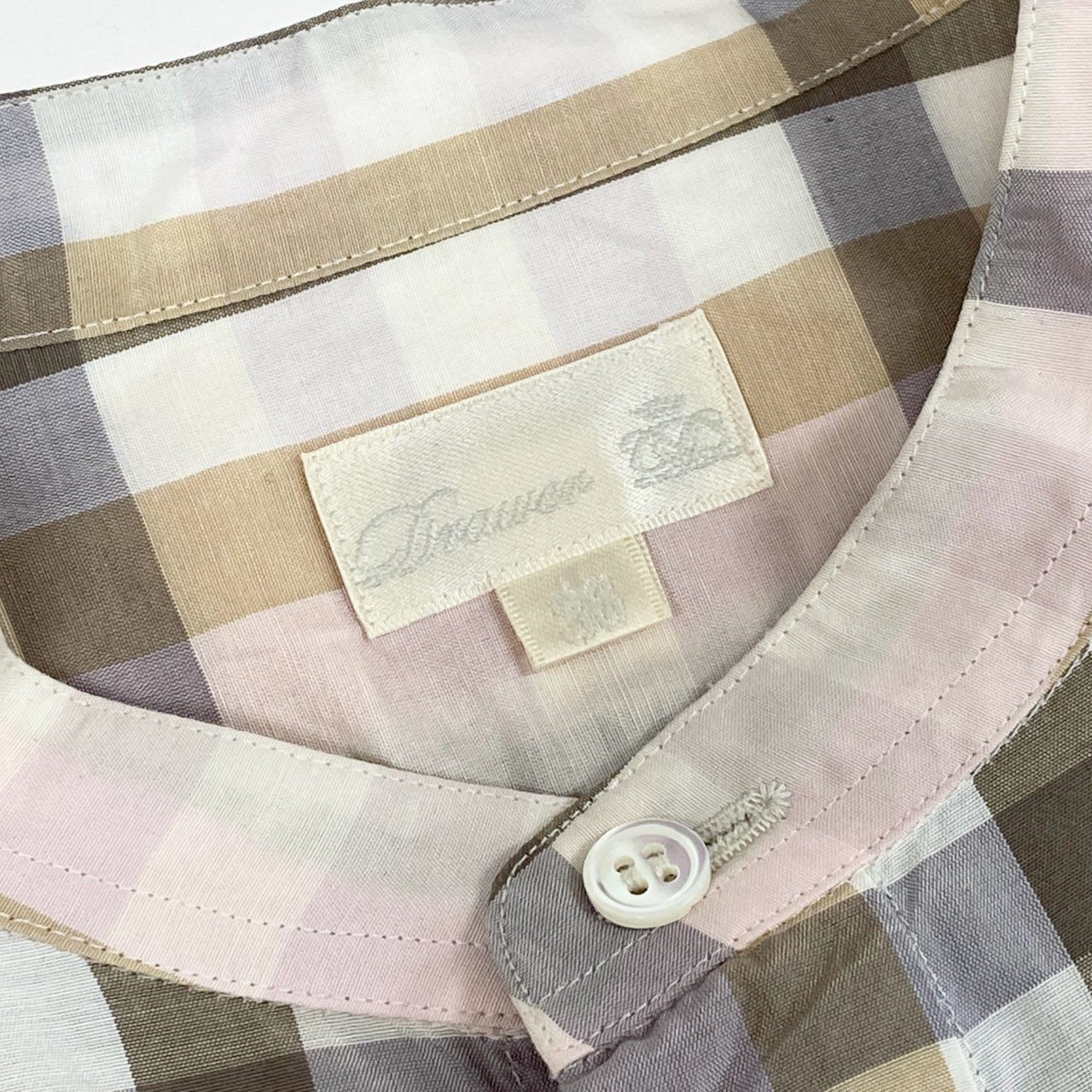 52d10 《美品》 Drawer ドゥロワー スタンドカラーシャツ チェックシャツ 長袖ブラウス トップス サイズ36 マルチカラー コットンシルク レディース ユナイテッドアローズ