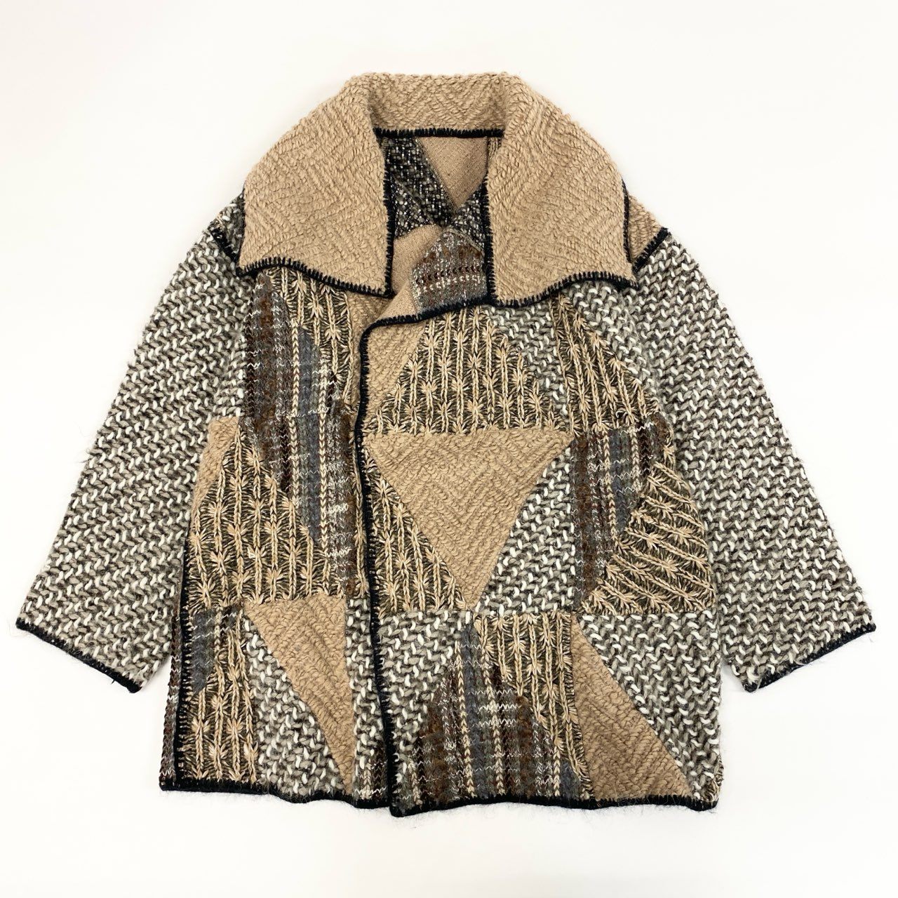 62g24 MISSONI ミッソーニ クレイジーパターン ローゲージ ニットガウン ニットジャケット サイズ48 マルチカラー メンズ_