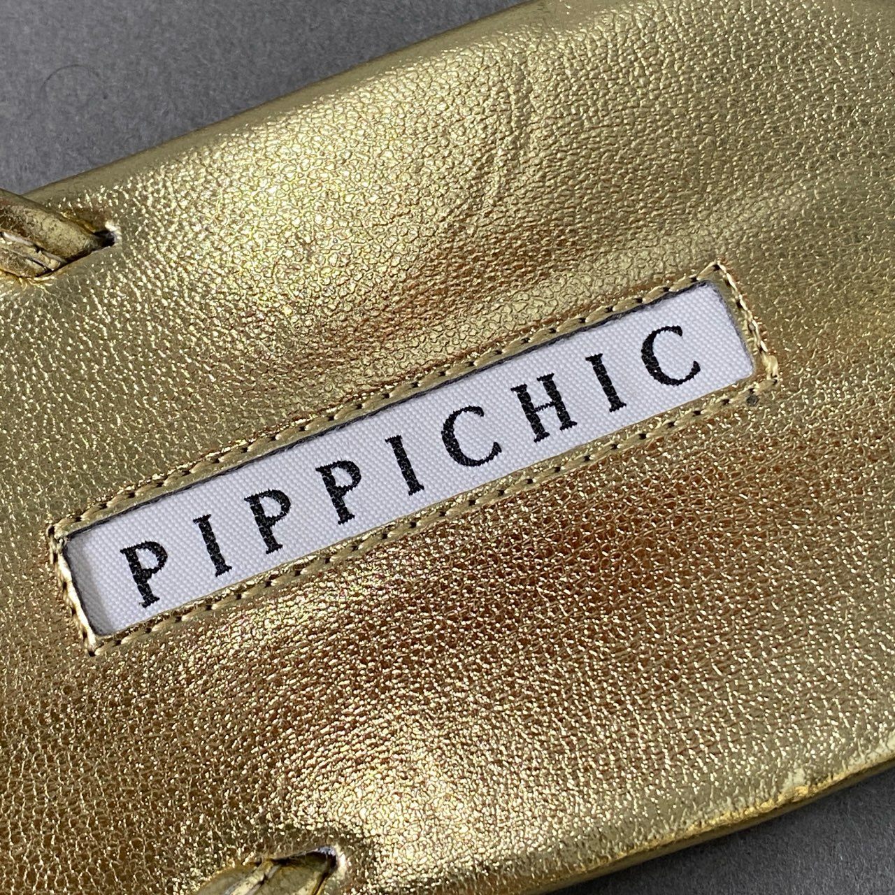 5f17 PIPPICHIC ピッピシック チェーン レザーフラットサンダル L ゴールド leather 日本製 シューズ