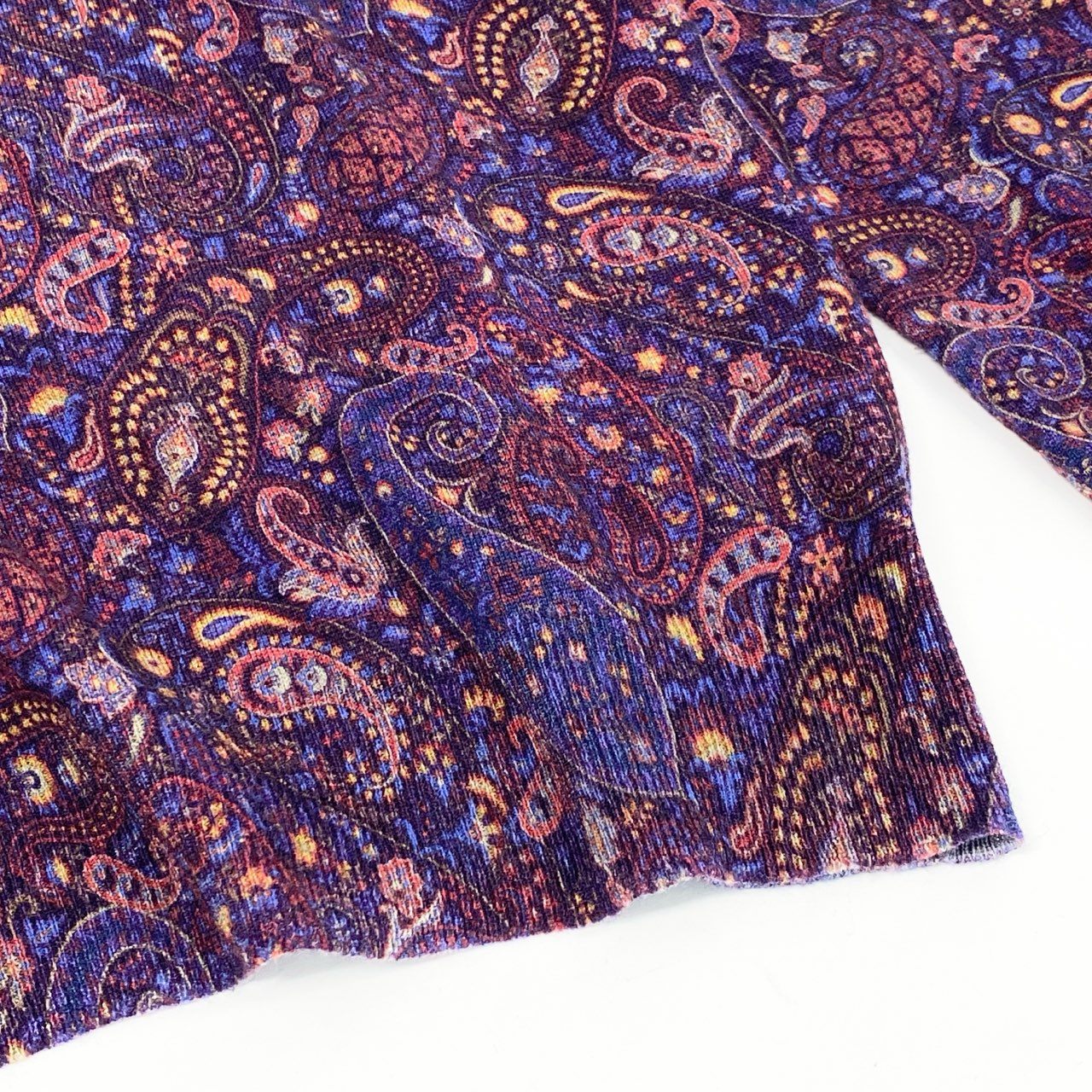 81d4 《美品》 ETRO エトロ ペイズリー 薄手ニットセーター L パープル イタリア製 総柄