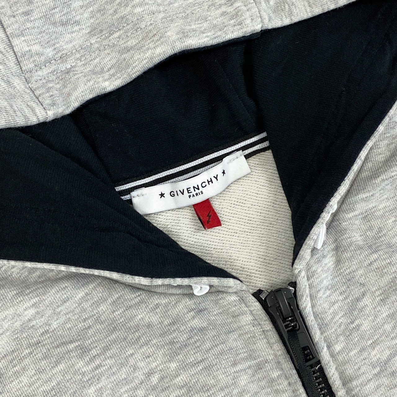 19g28 GIVENCHY ジバンシー サイドラインロゴ ジップアップ フーディ パーカー 12+ グレー コットン キッズ