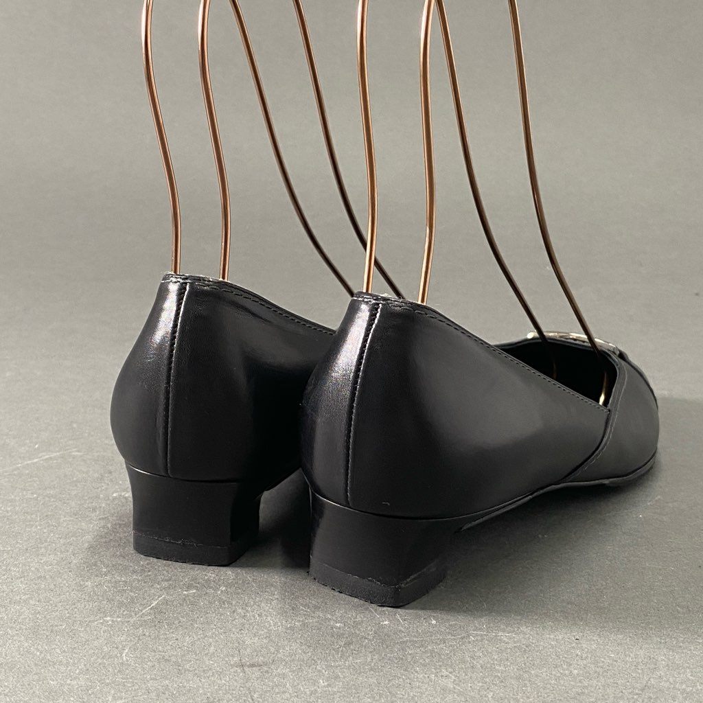 4d21 Salvatore Ferragamo サルヴァトーレフェラガモ ガンチーニ レザーパンプス 7D ブラック レディース 婦人靴 ローヒール