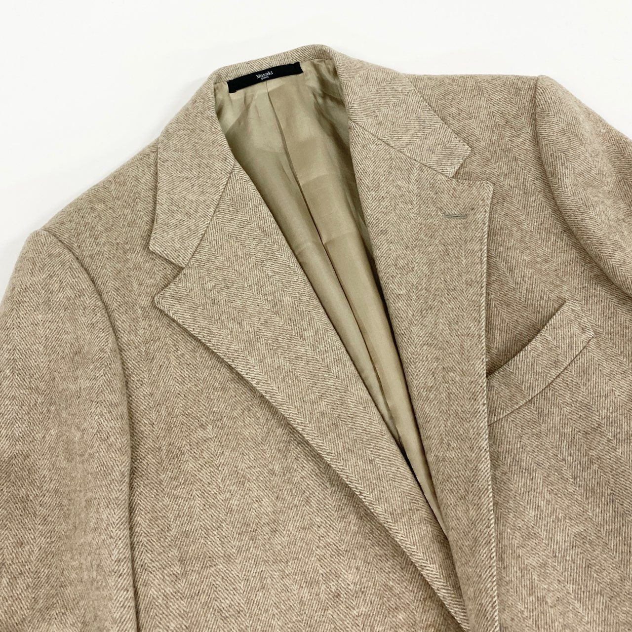 83l18 フランス製 Masaki Matsusima マサキマツシマ 英国ドーメル社生地 チェスターコート ロングコート カシミアコート ベージュ系 カシミヤ70% ミンク30% メンズ 紳士服 M.L相当
