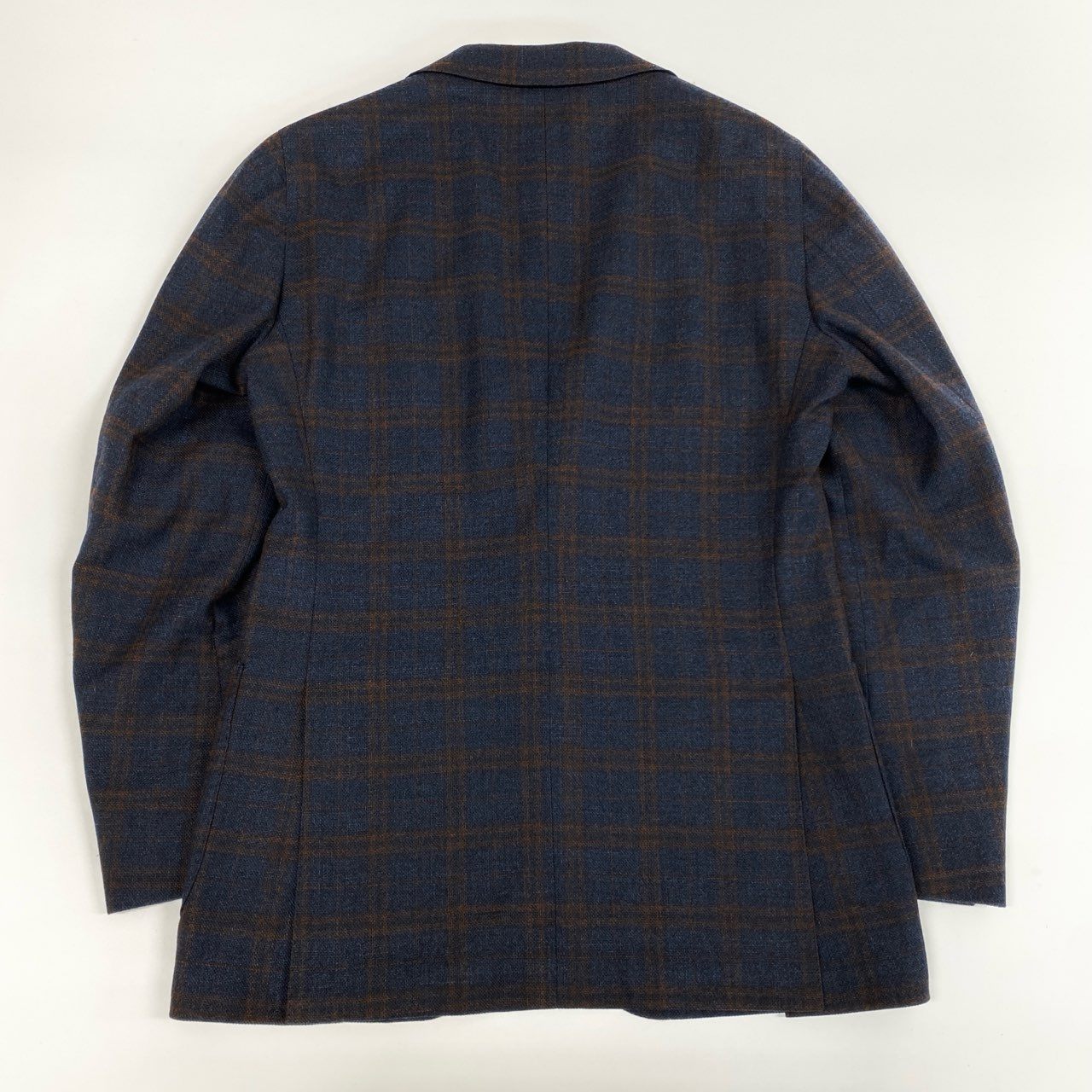 81j8 UNITED ARROWS SOVEREIGN ユナイテッドアローズ テーラードジャケット ウールジャケット 背抜き 3釦 チェック柄 ビジネス メンズ 紳士服 1122-110-5614 44 ネイビー ブラウン系u02t