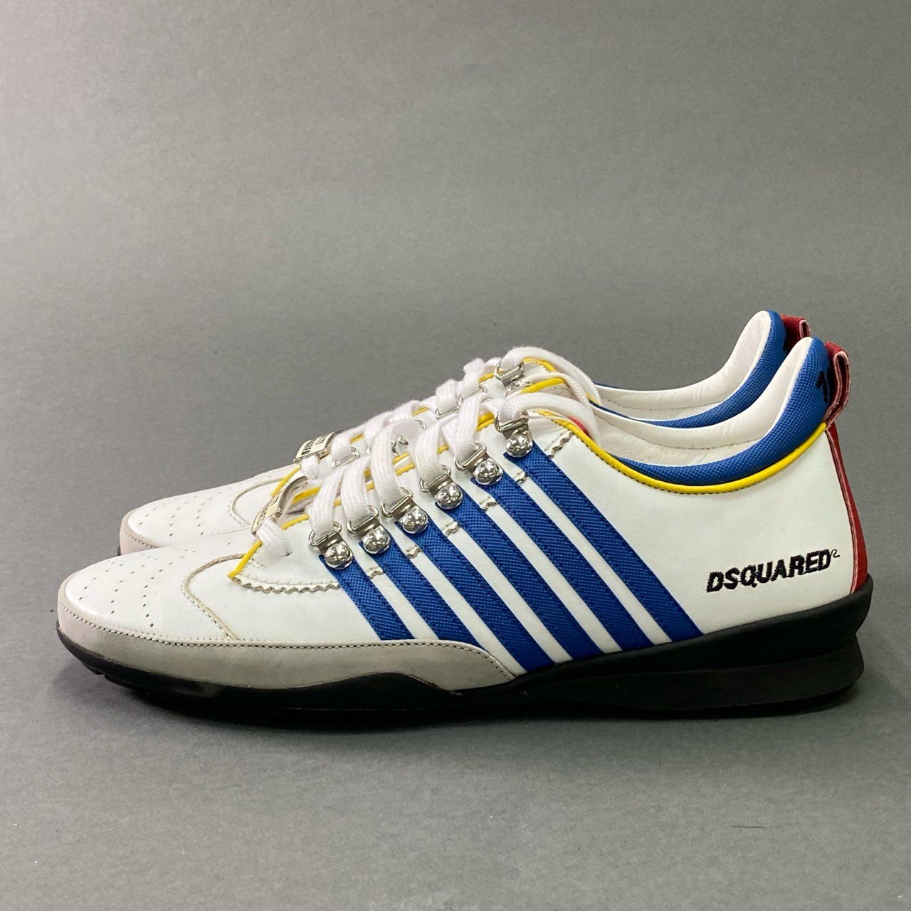 6b28 《タグ付き》 DSQUARED2 ディースクエアード ローカット レザースニーカー カウレザー 牛革 レースアップ メンズ 43 ホワイト 本革