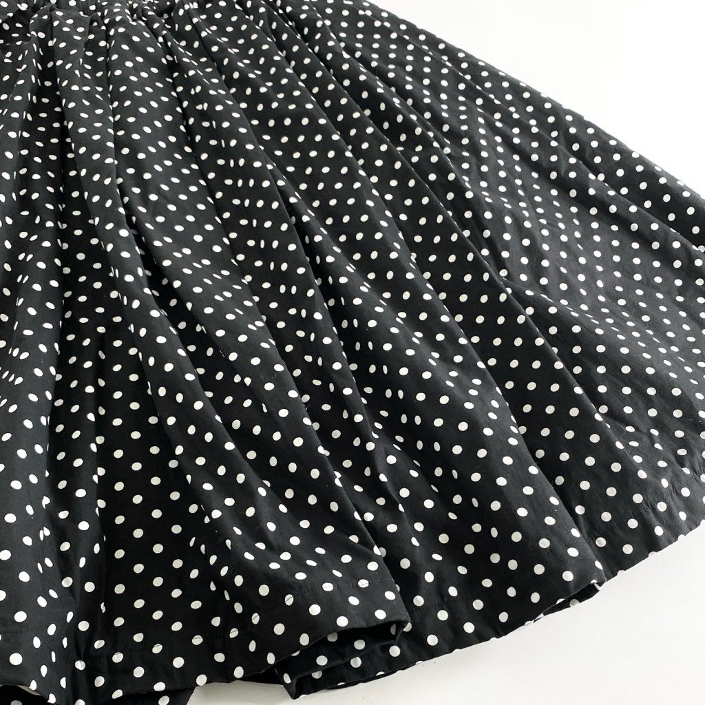 55g2 日本製 BLACK COMME des GARCONS ブラックコムデギャルソン ロングスカート ドット柄スカート タックプリーツフレアスカート 1O-S006 サイズS ブラック×ホワイト コットン100% レディース 女性用 AD2014