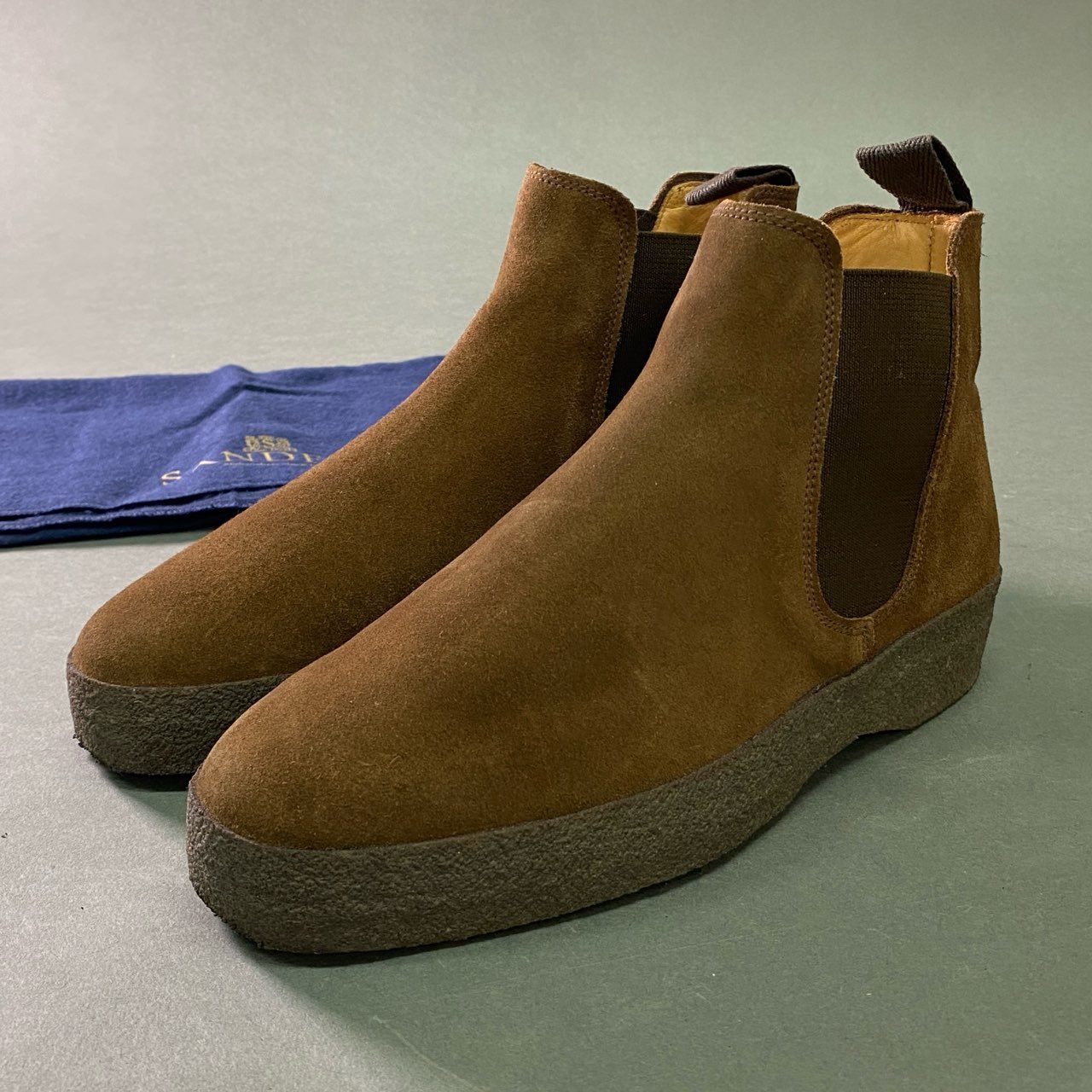 2b27 SANDERS サンダース ADAM CHELSEA BOOT チェルシー サイドゴアブーツ スエードレザー 6 1/2 ブラウン 本革