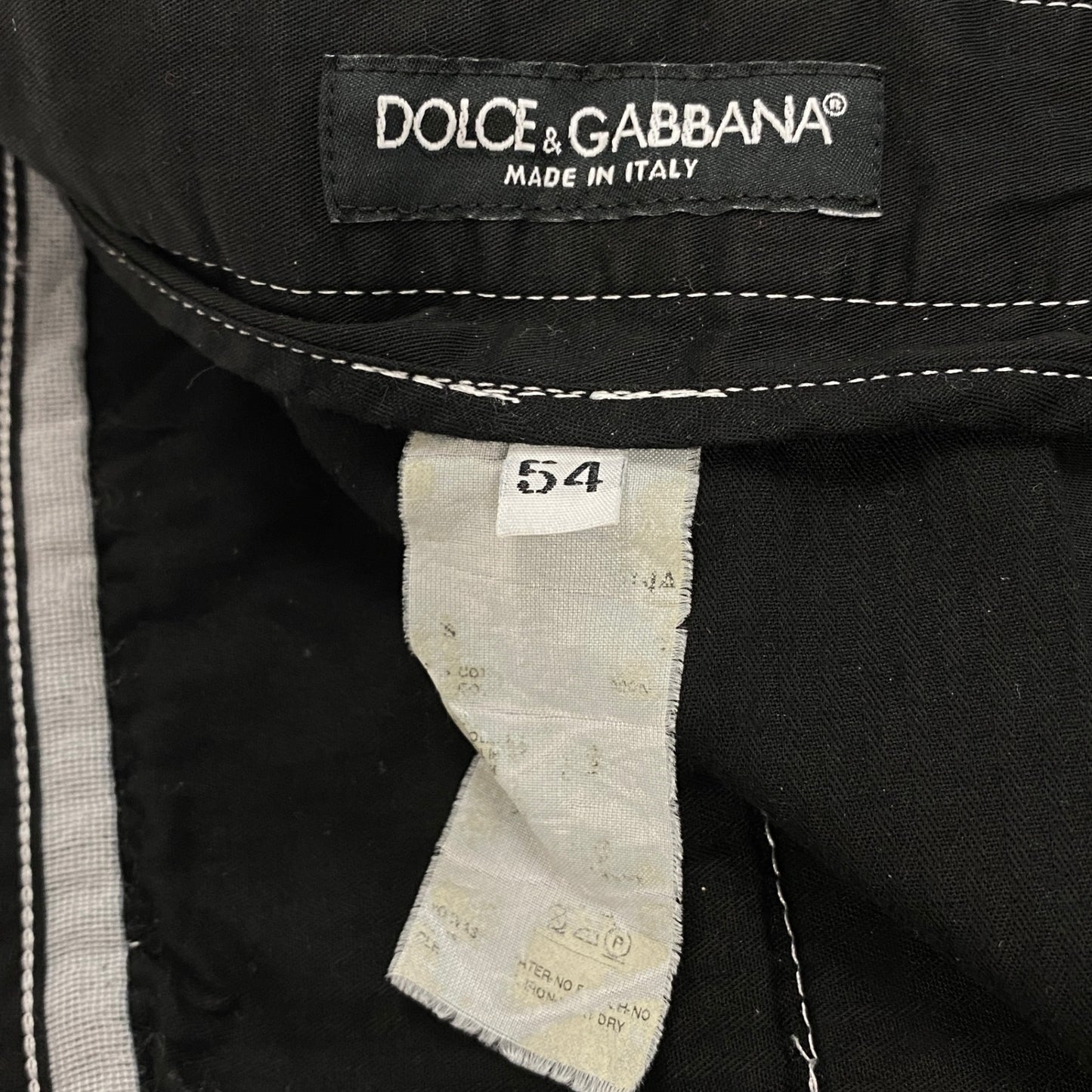 48d16 DOLCE&GABBANA ドルチェアンドガッバーナ サイドライン スラックスパンツ テーパードパンツ 伸縮ストレッチ ボトムス サイズ54 ブラック メンズ 紳士服u02t