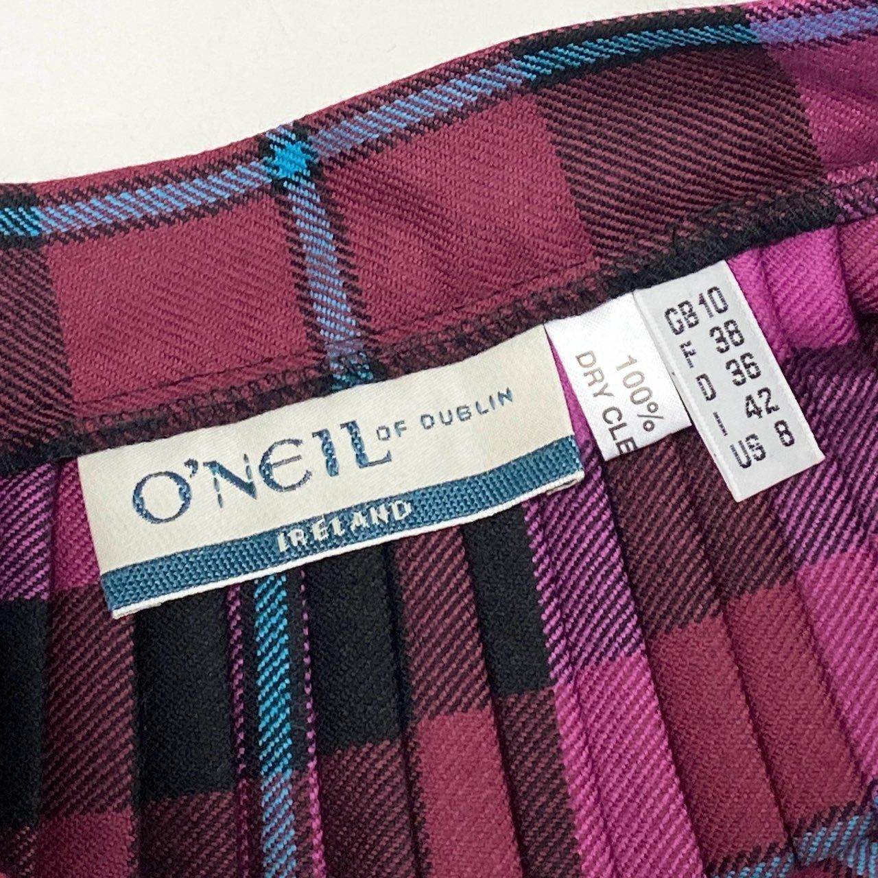 84i10【極美品】 O’NEIL OF DUBLIN オニールオブダブリン ユナイテッドアローズ別注 チェックスカート ベルト プリーツスカート ロングスカート ピンク レディース 女性用 GB10 u02t