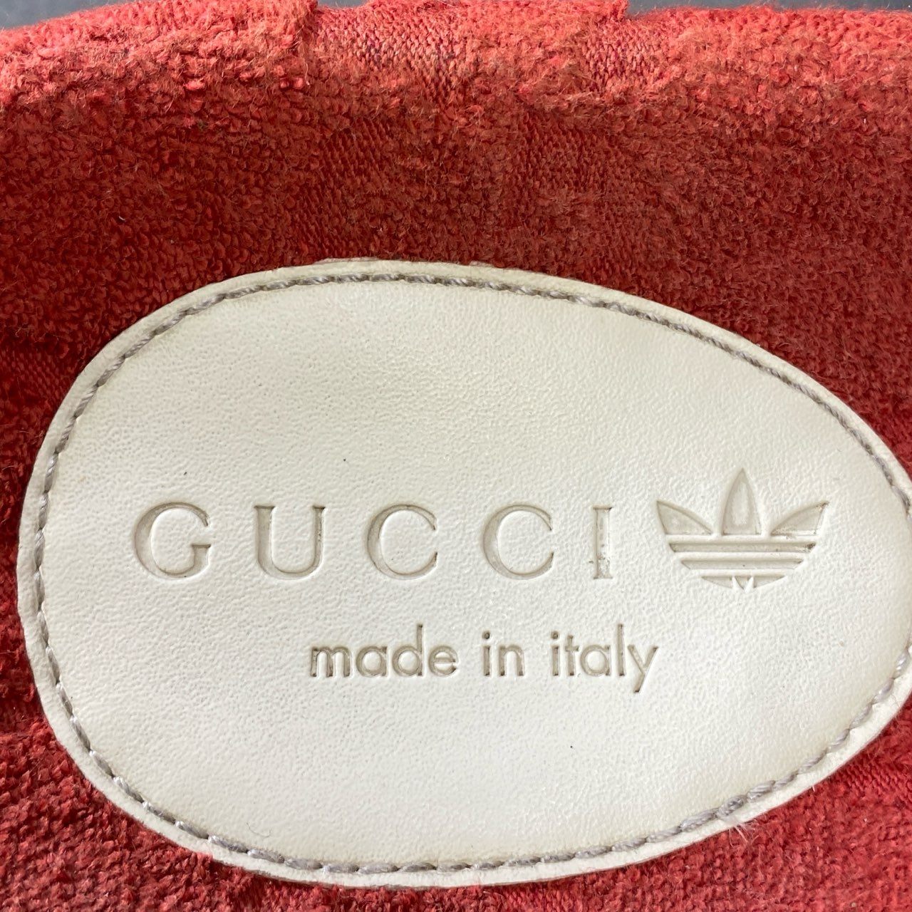8g8 GUCCI グッチ × adidas アディダス GG プラットフォーム サンダル 27cm相当 レッド シューズ トレフォイル コラボ 保存袋有